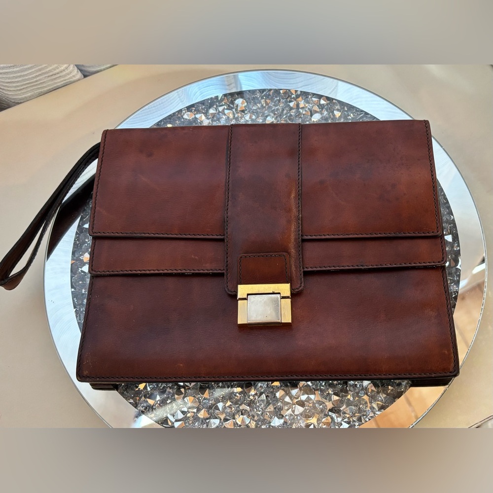 Classic Brown Leather Men's Briefcase - Picture 13 of 14